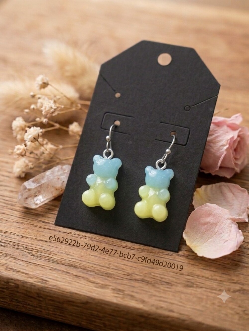 Handmade Blue & Yellow Gummy Bear Drop Earrings
